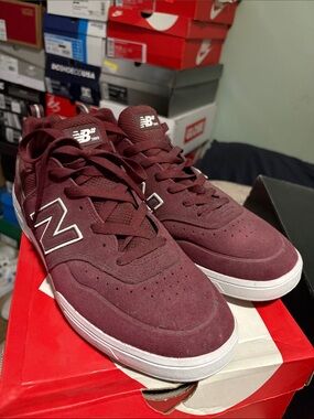 New Balance Men’s Burgundy Suede Low-Top Sneakers